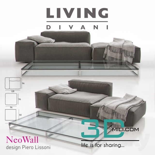 264.Living Divani NeoWall Sofa Composition II 3DMili 2025 Download