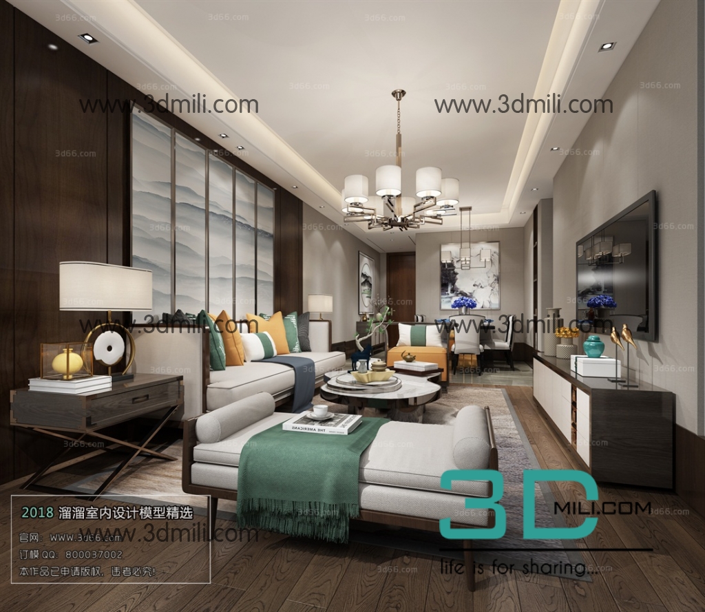 04. Chinese Style Living Room 3ds Max file free download - 3DMili 2024 ...