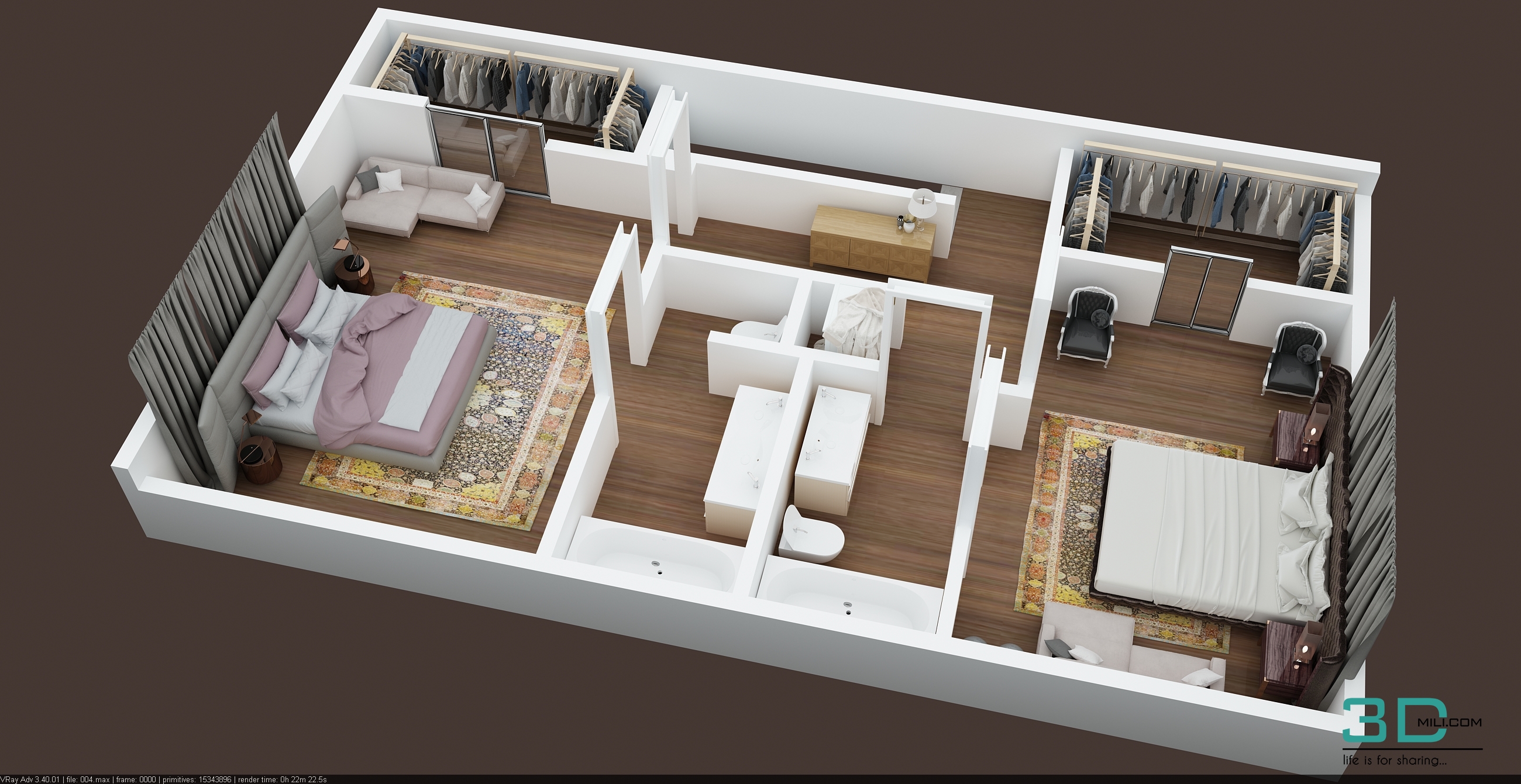 3d floor plan of high rise 4rth floor 3DMili 2021