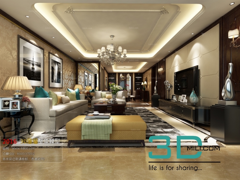 46. American Style Living Room 3dsMax file free download - 3DMili 2025 ...