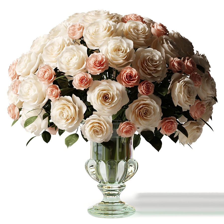 Bouquet of white and pink roses in a glass classic vase - 3DMili 2024 -  Download 3D Model - Free 3D Models - 3D Model Download 3DMili 2024 –  Download 3D Model – Free 3D Models – 3D Model Download