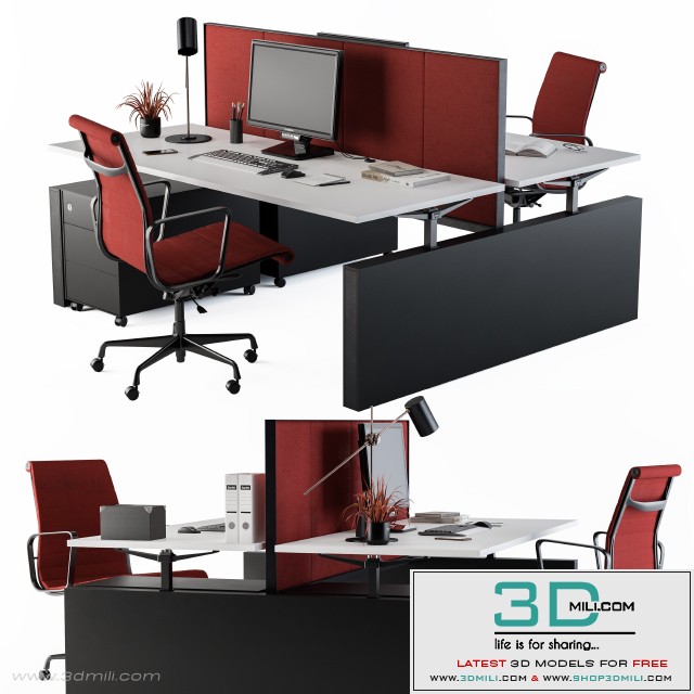 Office Furniture Employee Set Red