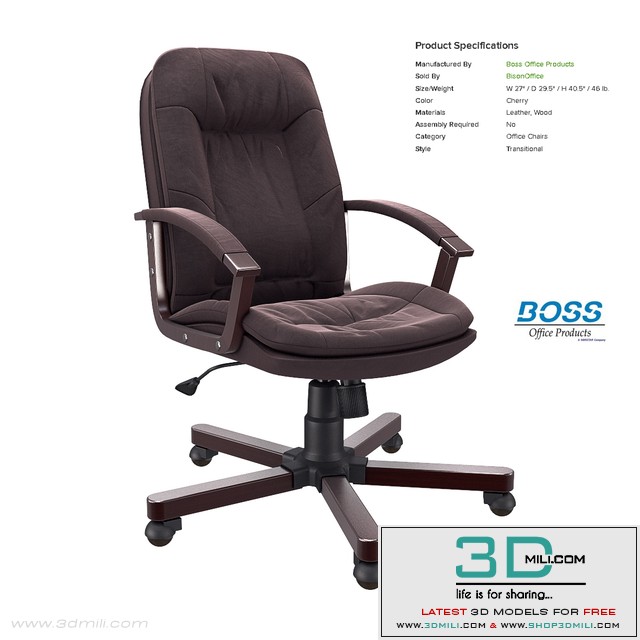 Office chair Boss Versailles Executive Chair With Cherry Wood Finish