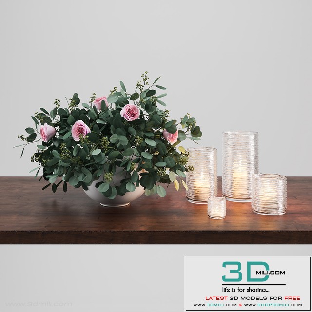 Vase with Eucalyptus and Roses