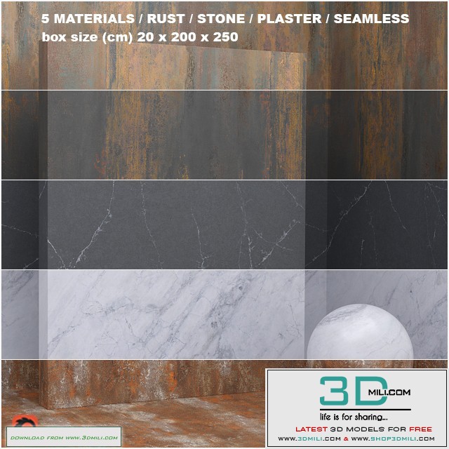 5 materials (seamless) – stone, plaster – set 26