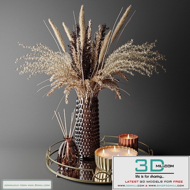 Dry bouquet in the decorative vase | Bouquet of dried flowers in a decorative vase