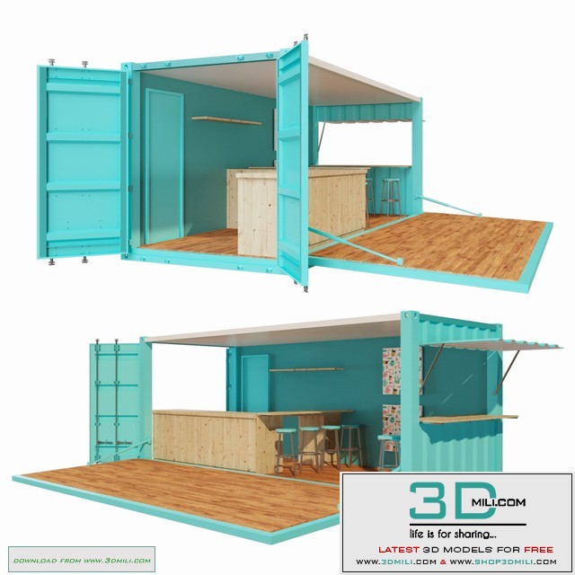 V2 Mobile-shipping-container-restaurant PRO $7 Royalty free