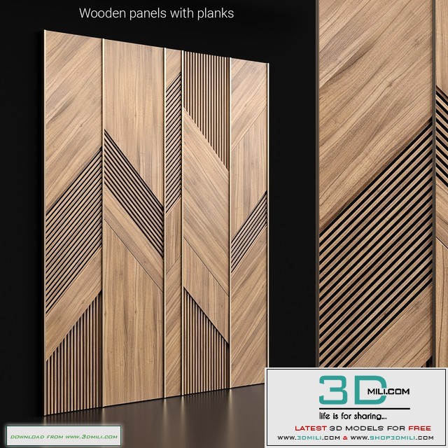 Wooden panels with planks
