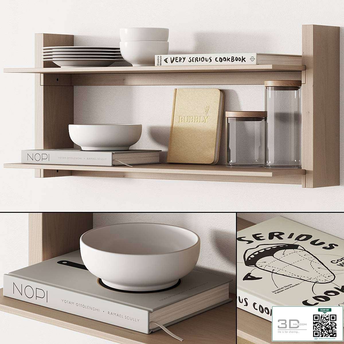 162 kitchen decor set accessories 05 dishes and books 01