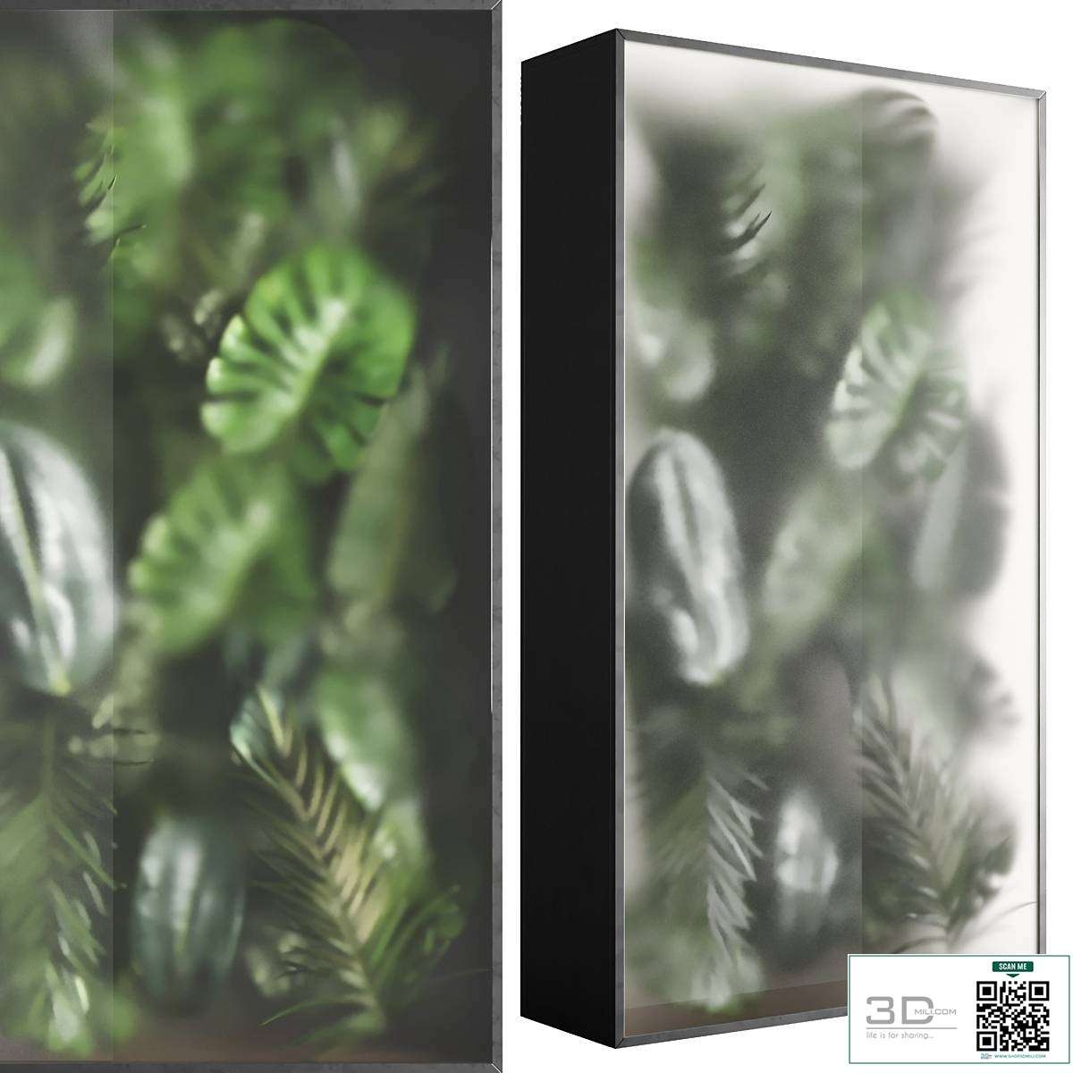 light box with tropical leaf garden in frame glass Smoked 01