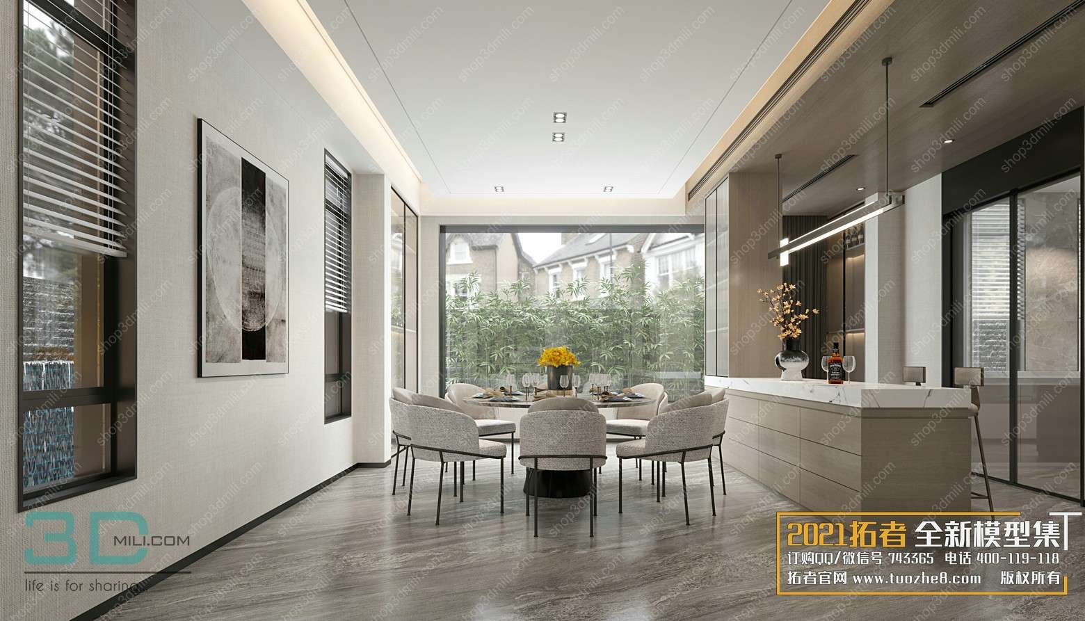 Dining Room 02 3D Model 3dsmax File Free Download