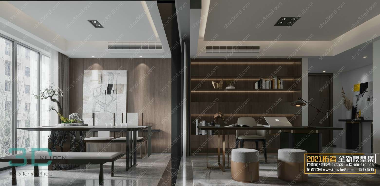 Study room and tea room 15 3D Model 3dsmax File