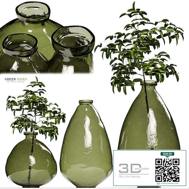 Zara Home – Green Glass Vases with Plant