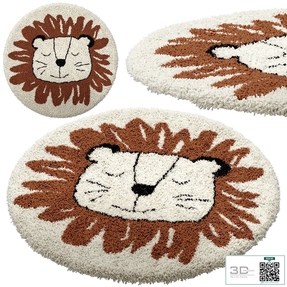 Children's round carpet with the image of a lion, Syma