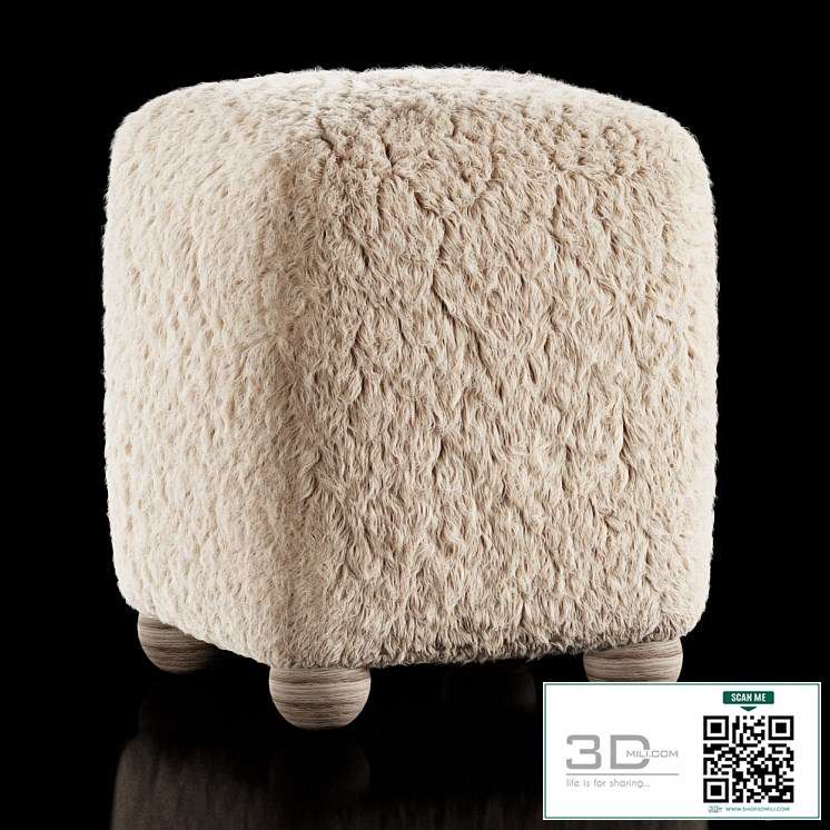 L Enchere Square Wool Ottoman