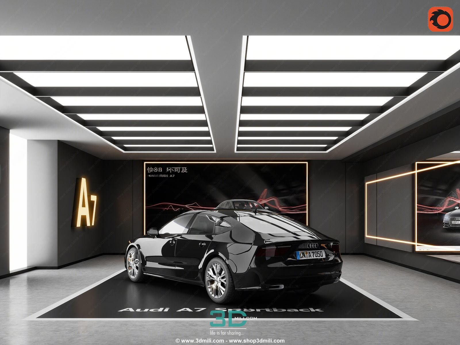 Car 4S shop showroom auto repair shop 3D model