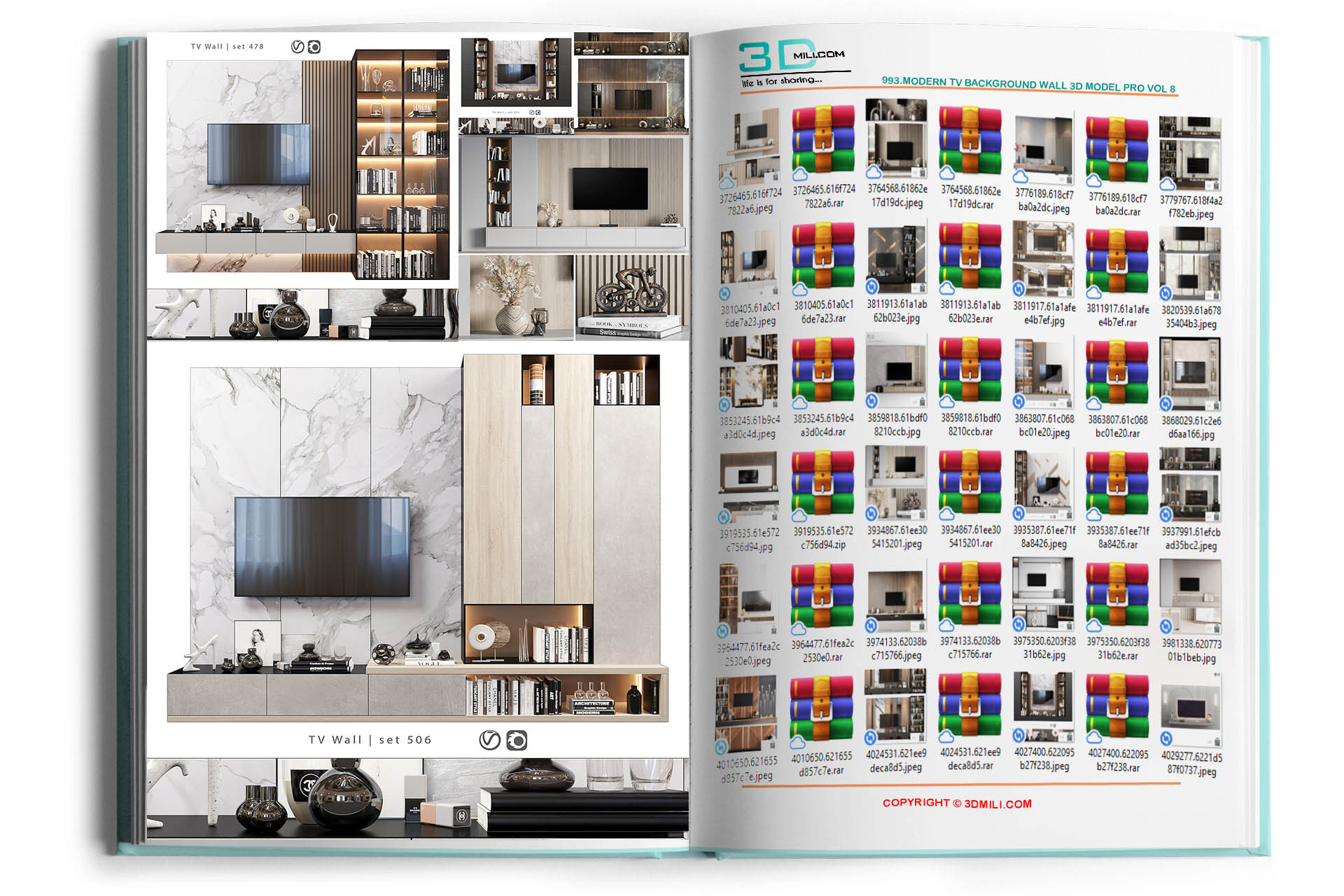 993.Modern TV Background Wall 3D Model PRO Vol 8