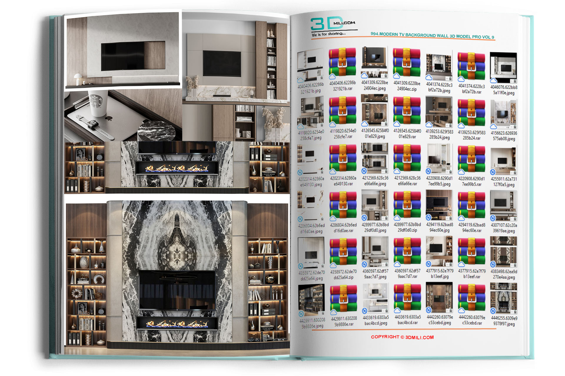 994.Modern TV Background Wall 3D Model PRO Vol 8