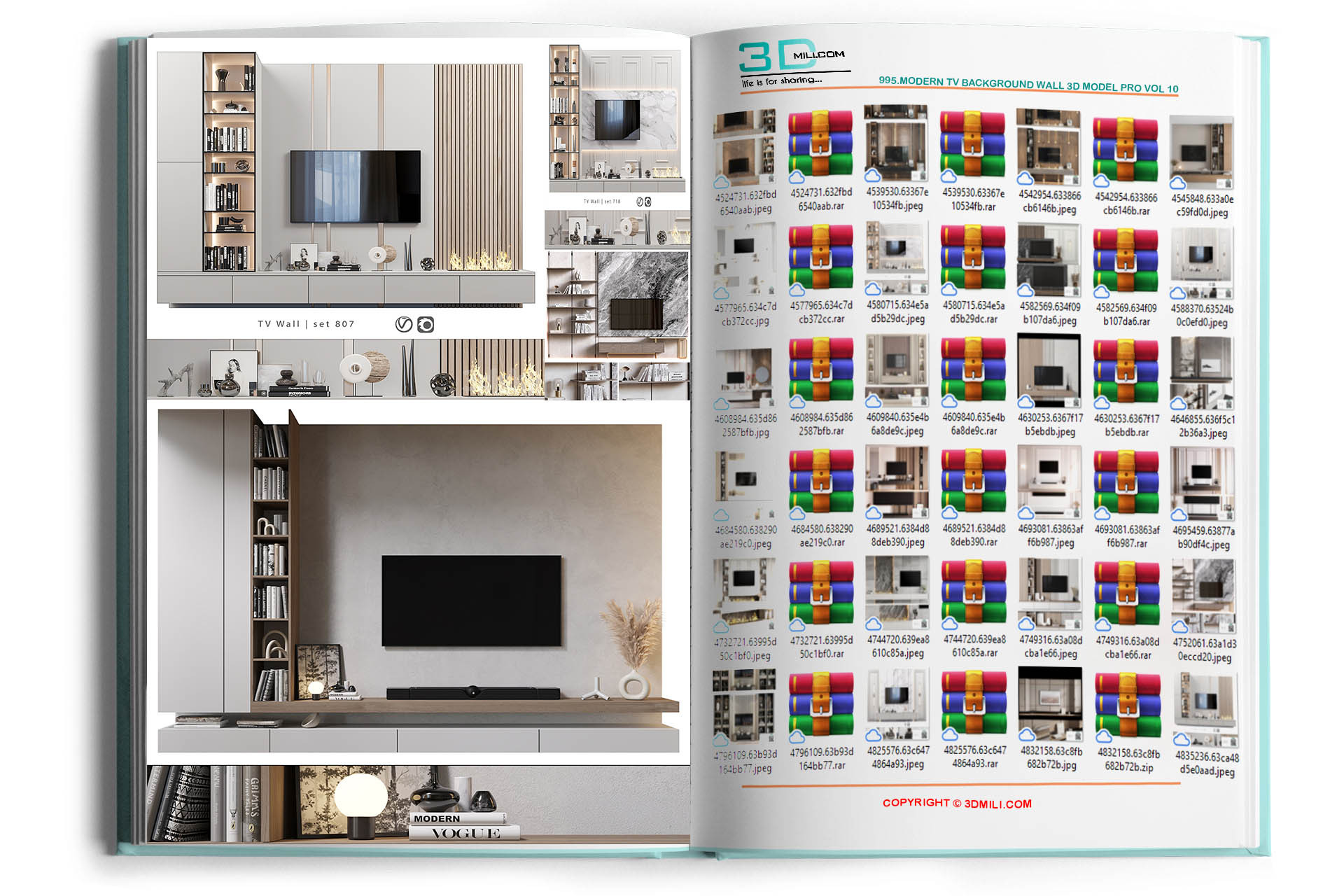 995.Modern TV Background Wall 3D Model PRO Vol 9