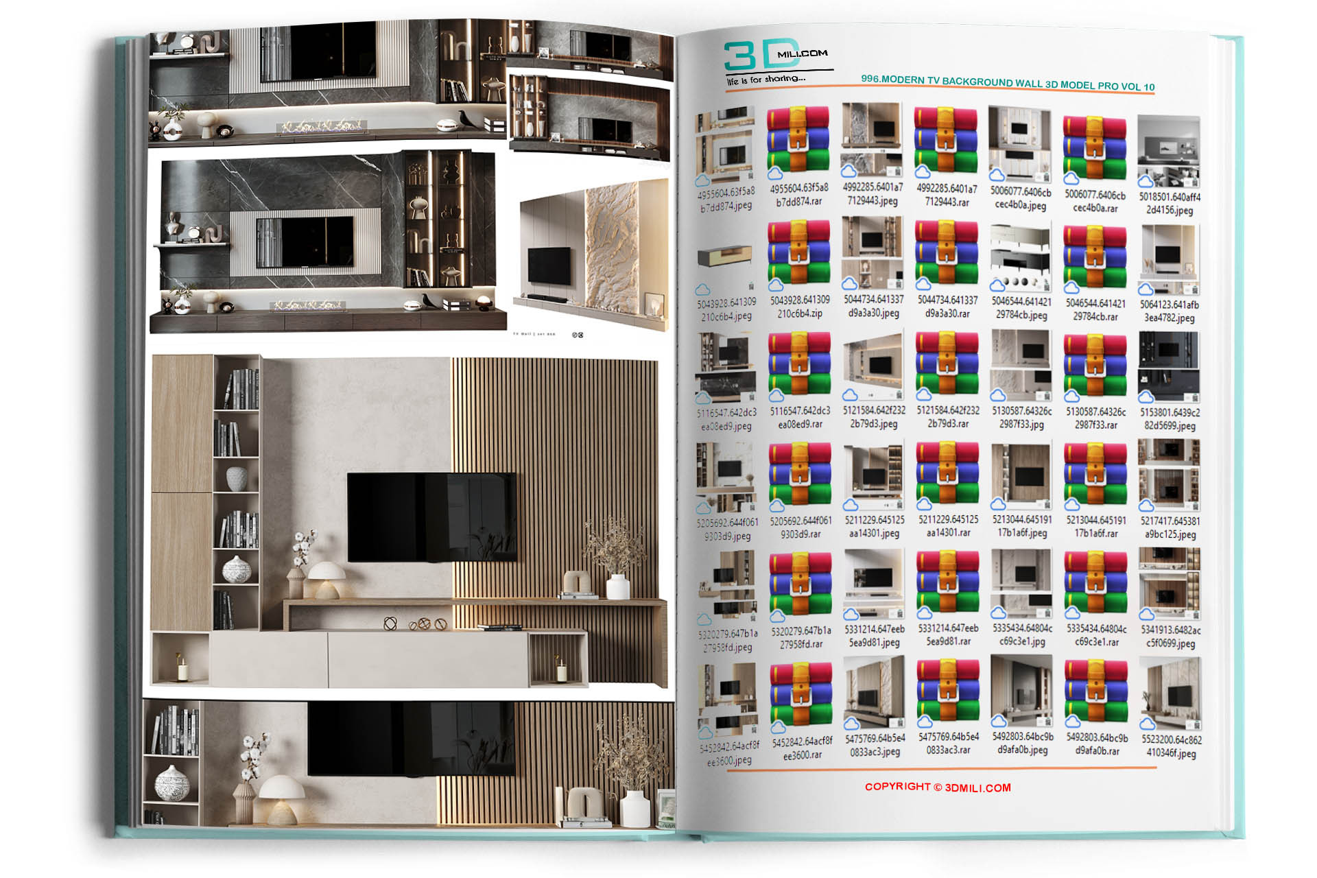 996.Modern TV Background Wall 3D Model PRO Vol 10