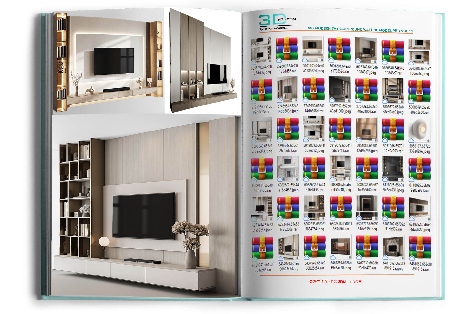 997.Modern TV Background Wall 3D Model PRO Vol 11