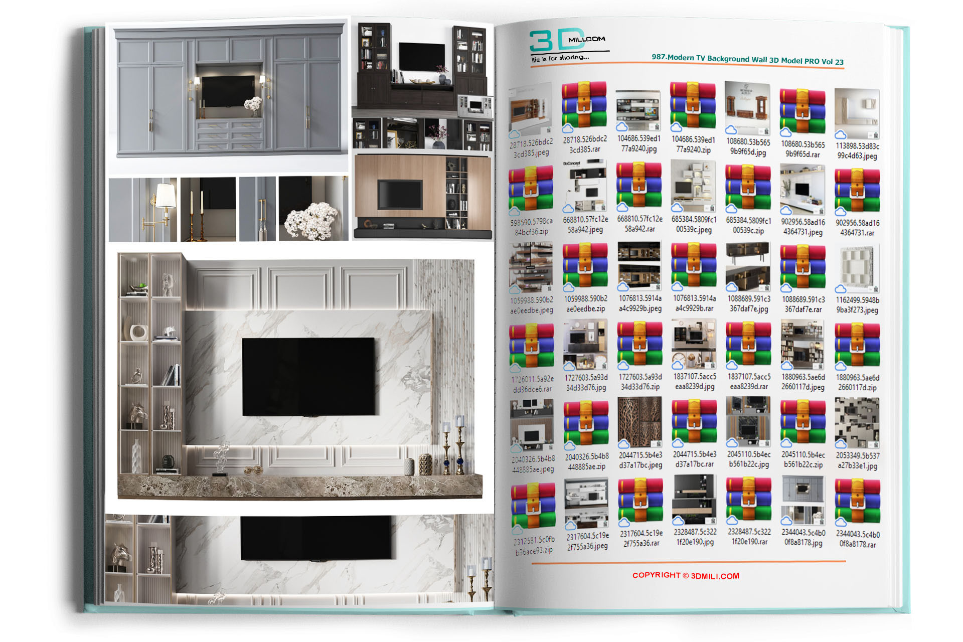 987.Modern TV Background Wall 3D Model PRO Vol 3
