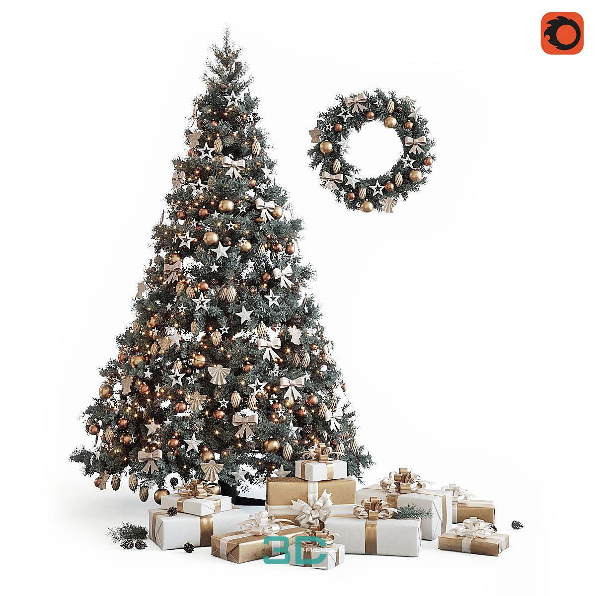 Christmas Tree With Gifts 3D Model