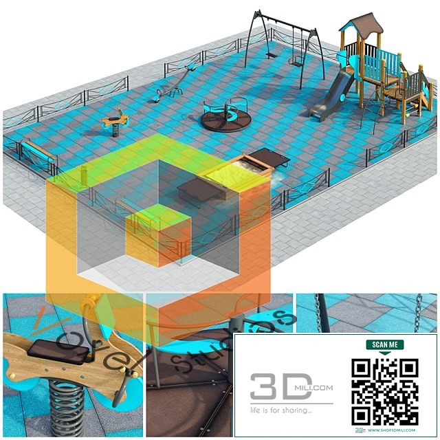 Stylish Turquoise Playground_@Voxel3DVray