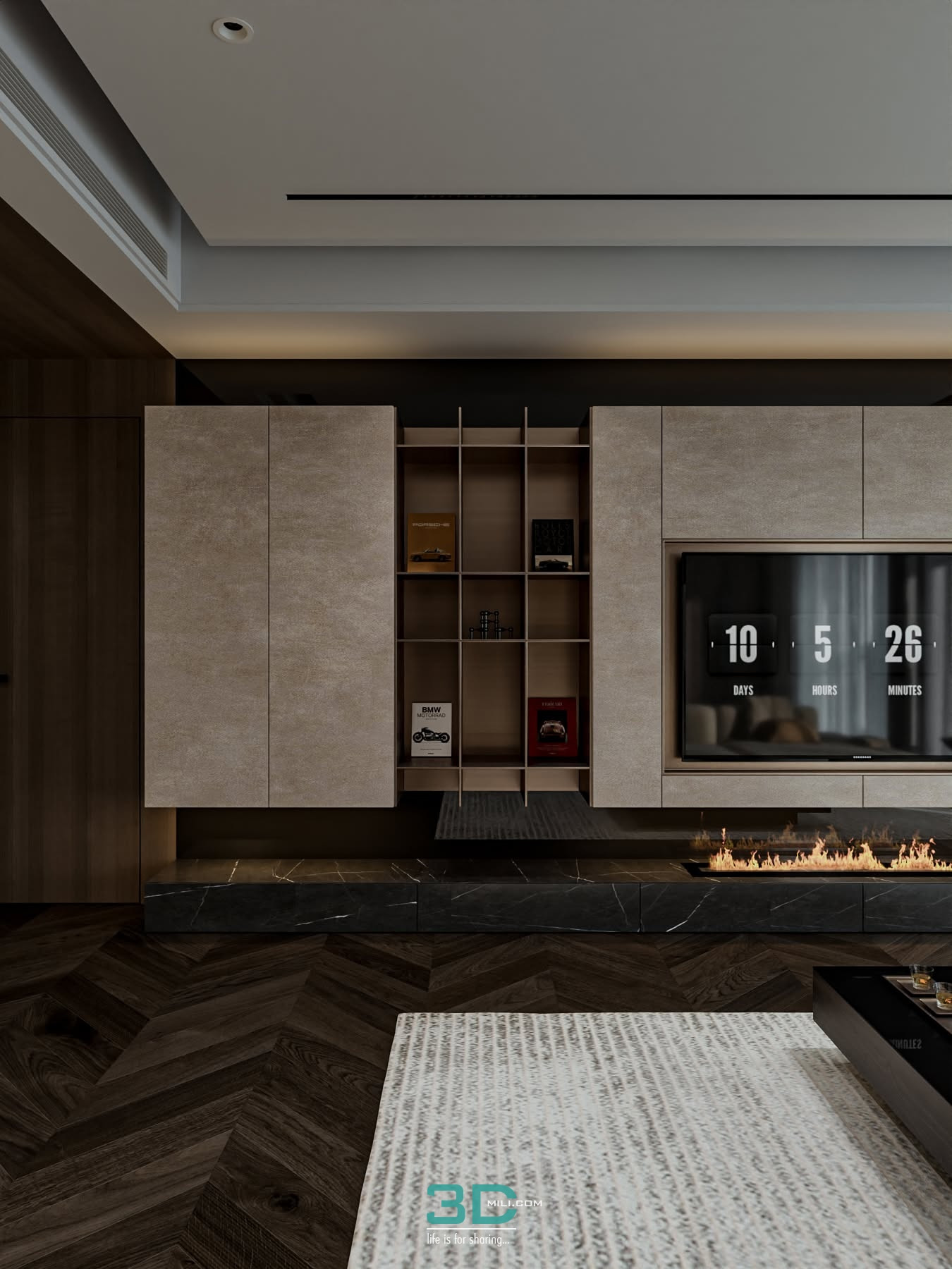 Living Room – Kitchen Interior 3D Model Download by Vu Hong Diep