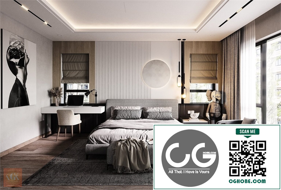 3D Bedroom Interior Model Download by Huyen Dang Free Download
