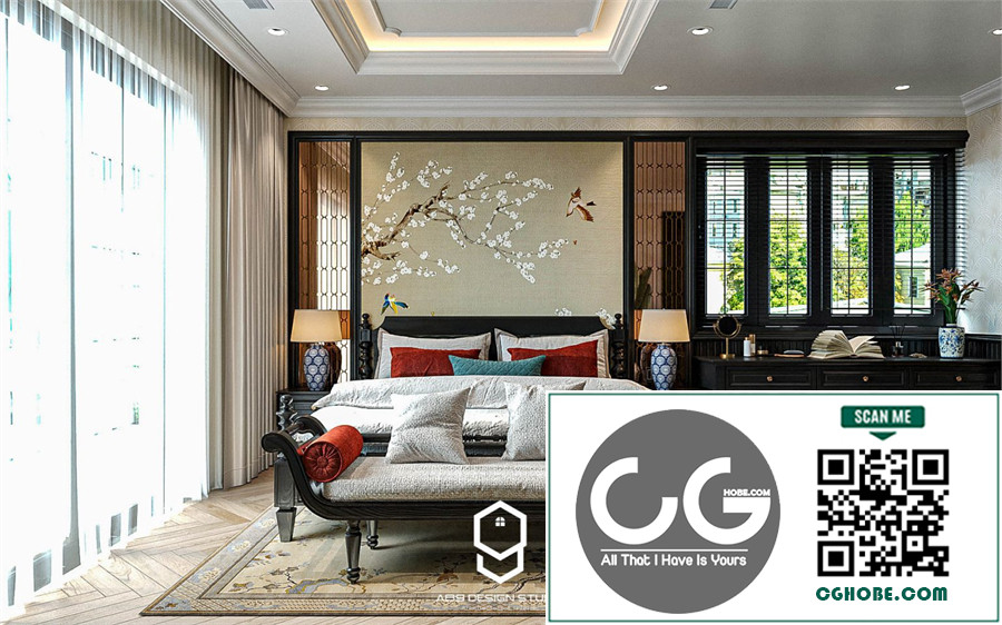 3D Indochine Bedroom Interior Model Download by Pham Quang Huy Free Download