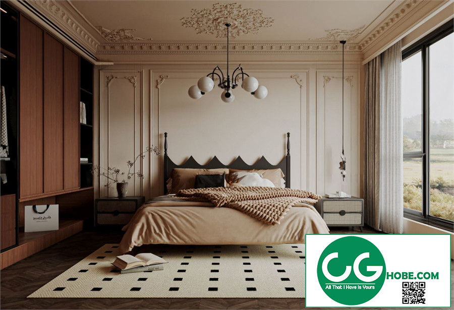 3D model of medieval style bedroom master room Free Download