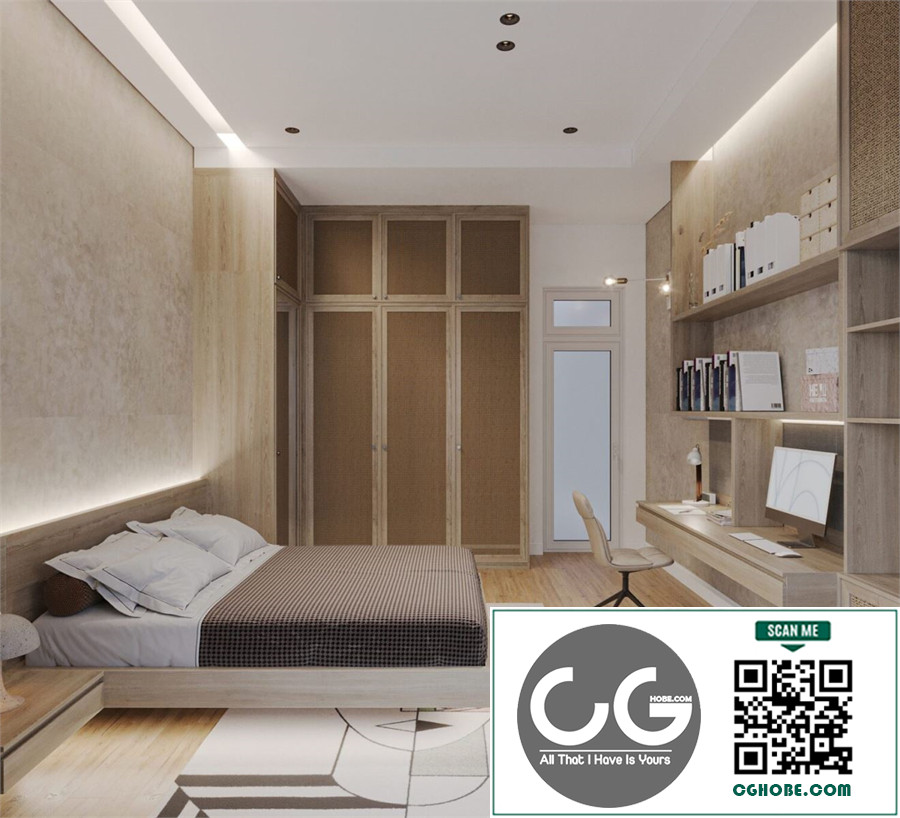 Download Free 3D Bedroom Interior Model By Dao Hai Uyen Free Download
