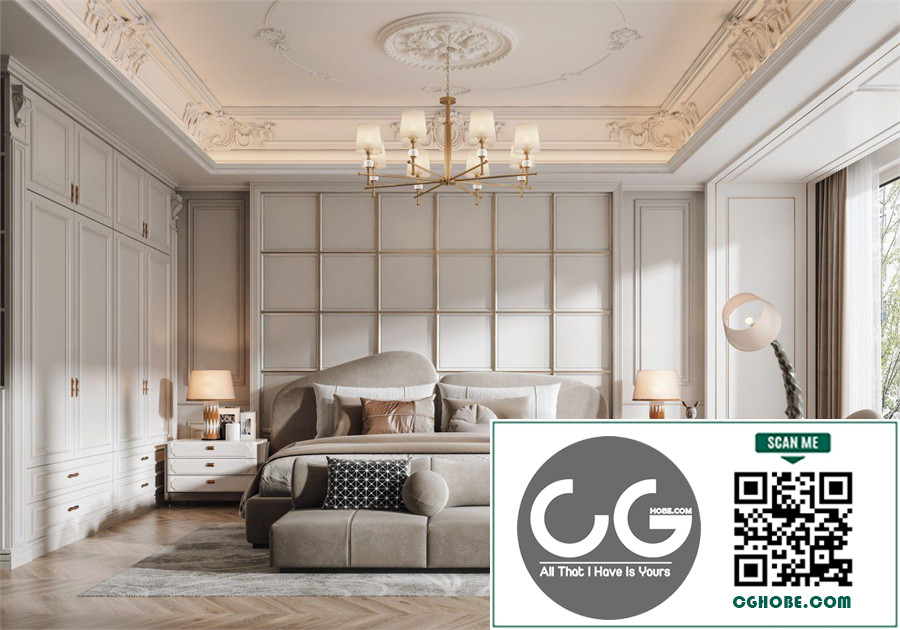 Download Free 3D Bedroom Interior Model By Kha Vi Free Download