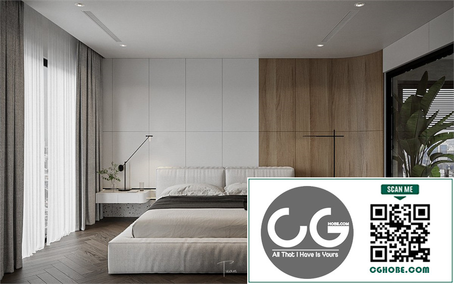 Download Free 3D Bedroom Interior Model By Trung Tuan Free Download 1