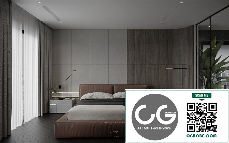 Download Free 3D Bedroom Interior Model By Trung Tuan Free Download