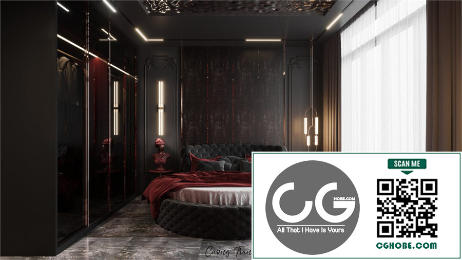 Download Free 3D Bedroom Interior Model by Cuong Tran Free Download