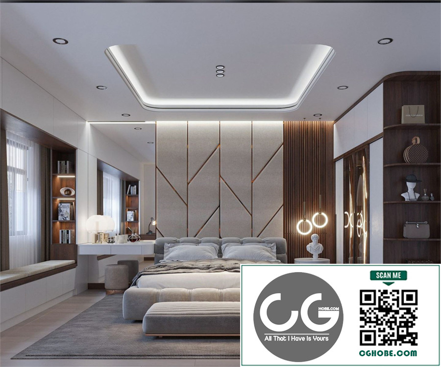 Download Free 3D Bedroom Interior Model by Gia The Binha Free Download