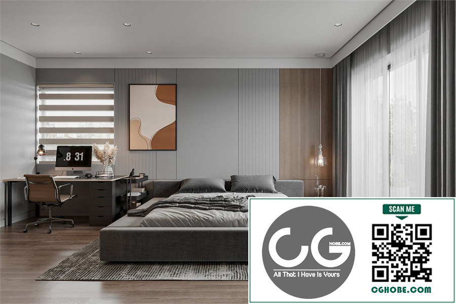 Download Free 3D Bedroom Interior Model by Hoang Dung Free Download