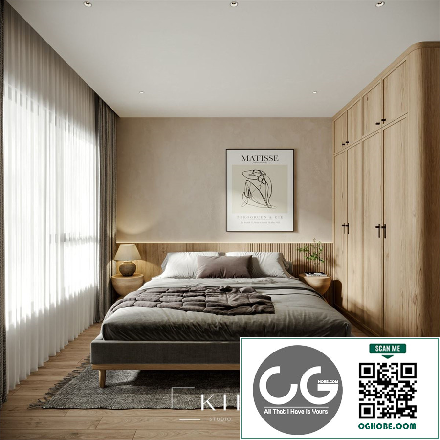 Download Free 3D Bedroom Interior Model by Nam Nguyen Free Download