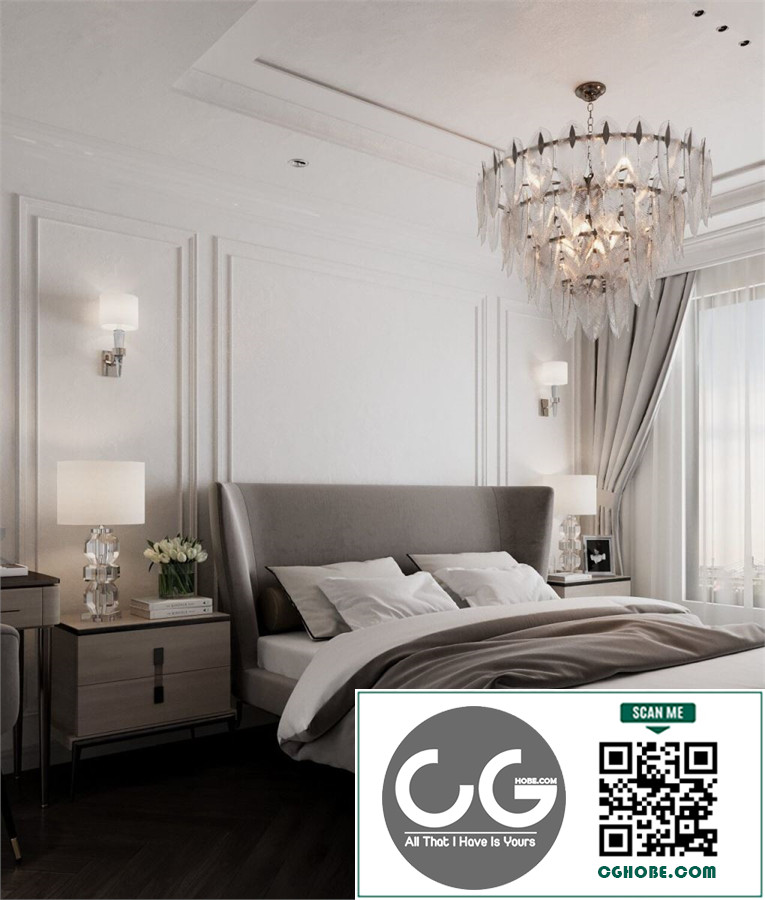 Download Free 3D Bedroom Interior Model by The Hoang Free Download