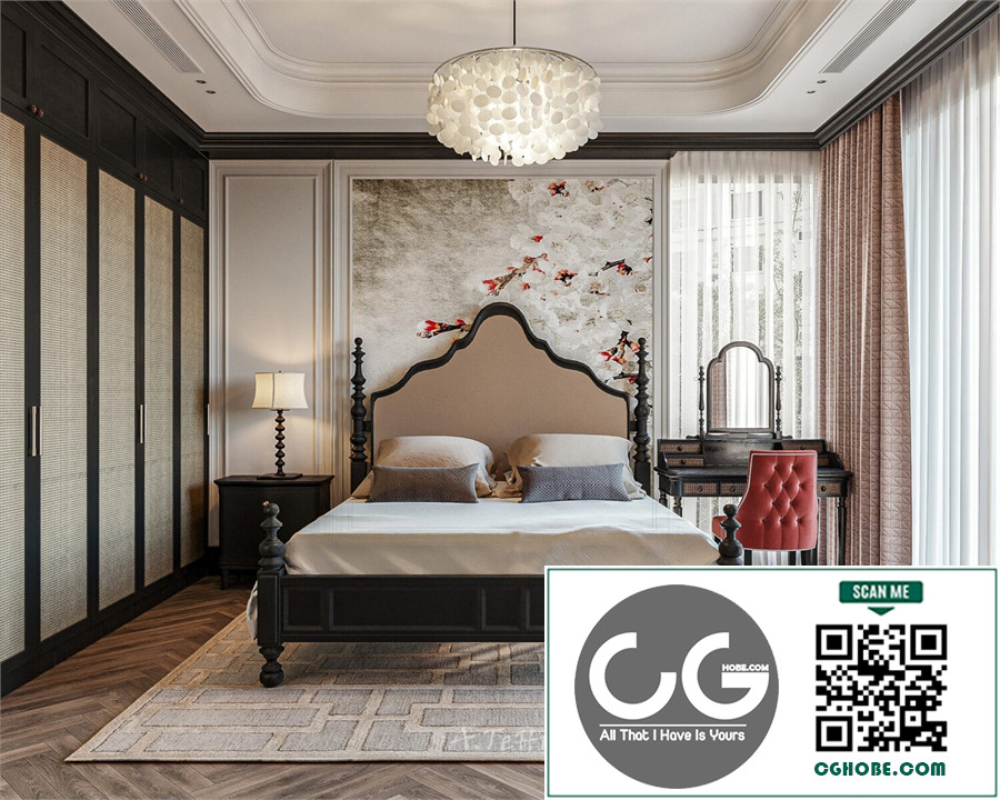 Download Free 3D Indochine Bedroom Interior Model by Anh Tehu Free Download