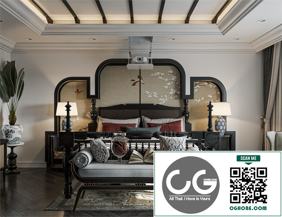 Download Free 3D Indochine Bedroom Interior Model by Duy Trinh Free Download