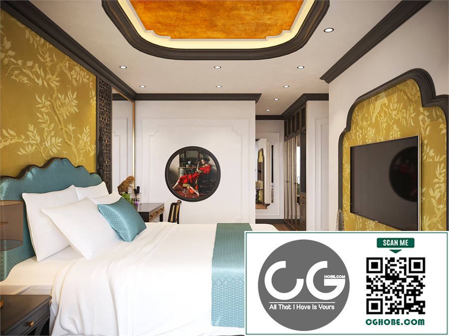 Download Free 3D Indochine Bedroom Interior Model by Mai Long Free Download
