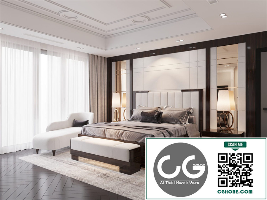Download Free 3D Master Bedroom Interior Model by Bui Khong Bay Free Download 1