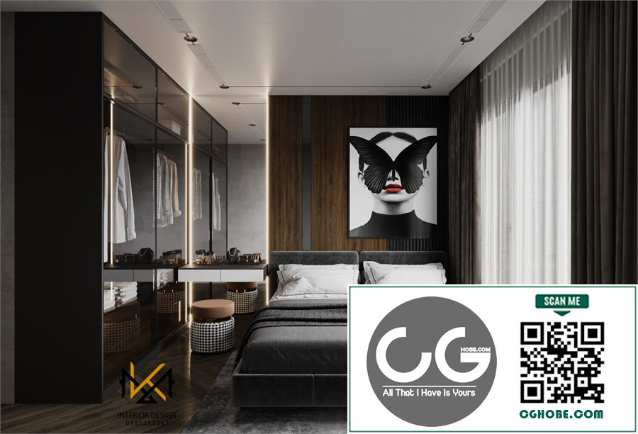 Download Free 3D Master Bedroom Interior Model by Khoa Minh Pham Free Download