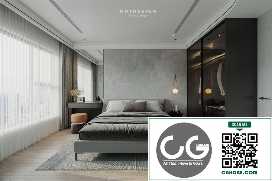 Download Free 3D Master Bedroom Interior Model by Nguyen Ngoc Tung Free Download