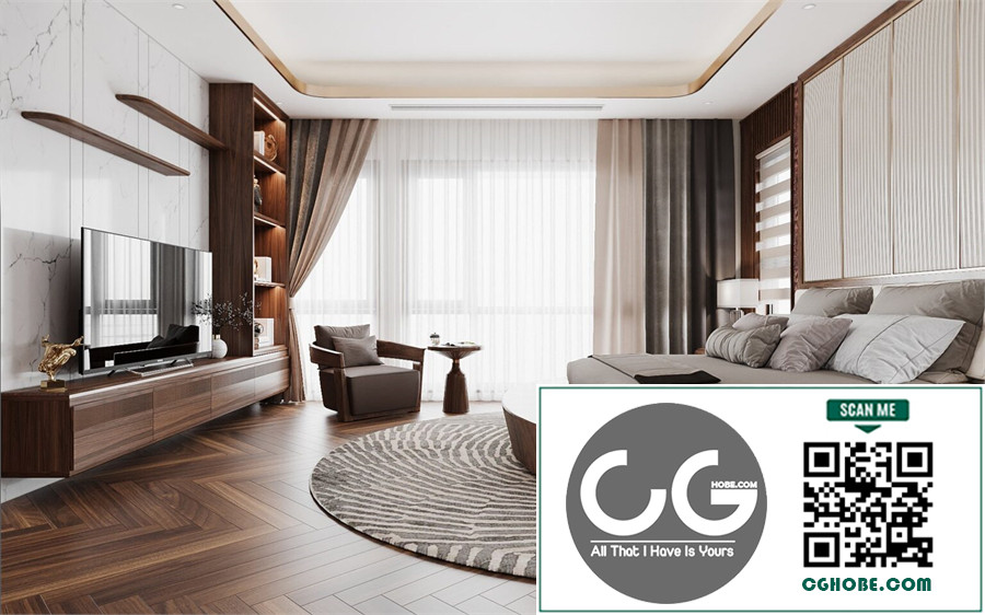Download Free 3D Master Bedroom Interior Model by Phan Thanh Duong Free Download