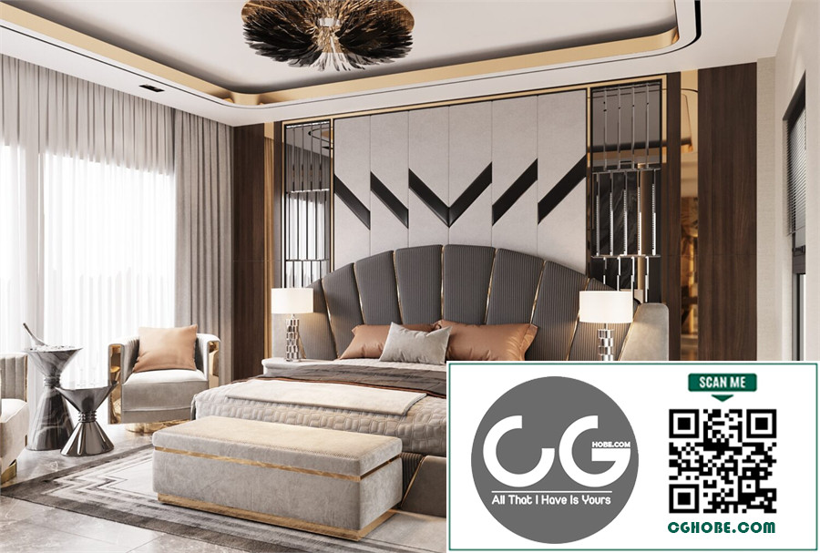 Download Free 3D Master Bedroom Interior Model by Quynh Thuong Free Download