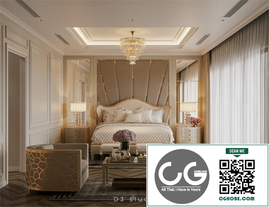 Download Free 3D Master Bedroom Interior Model by Ta Duyen Free Download